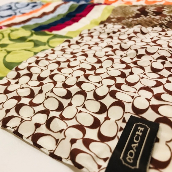 Coach Silk Multi Signature Pattern Scarf - Picture 3 of 5